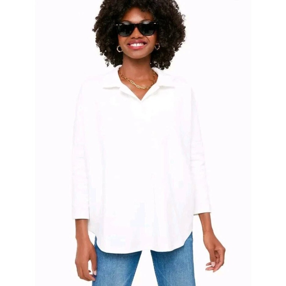 Pomander Place Tuckernuck White Easy Polo Swing Sweatshirt Y20950T Womens XS/S